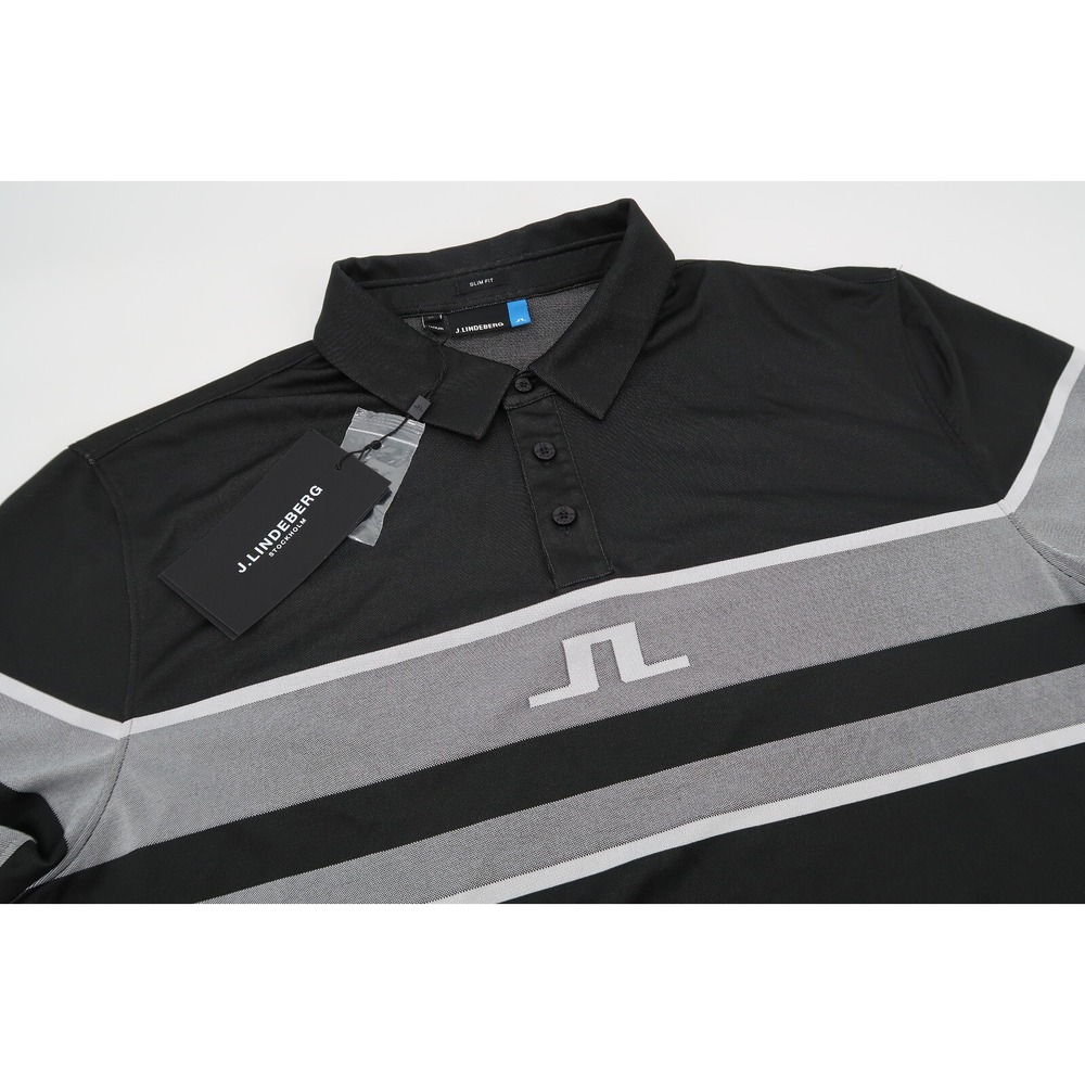 J.Lindeberg Mens XL Cole Slim Fit‎ Tour Tech TXJersey Golf Polo Black New